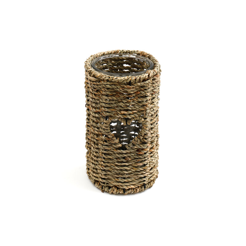 Wicker Tabletop Tealight Holder, 21cm H x 11.5cm W x 11.5cm D