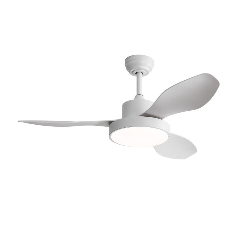 47 Inch Ceiling Fan With 22W LED Light And Remote Control 6 Speeds Reversible DC Motor White For Living Room Bedroom, White