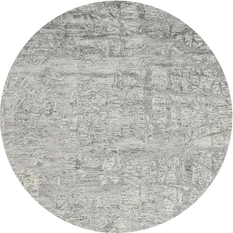 Tapis contemporain gris, Rond 5 pi