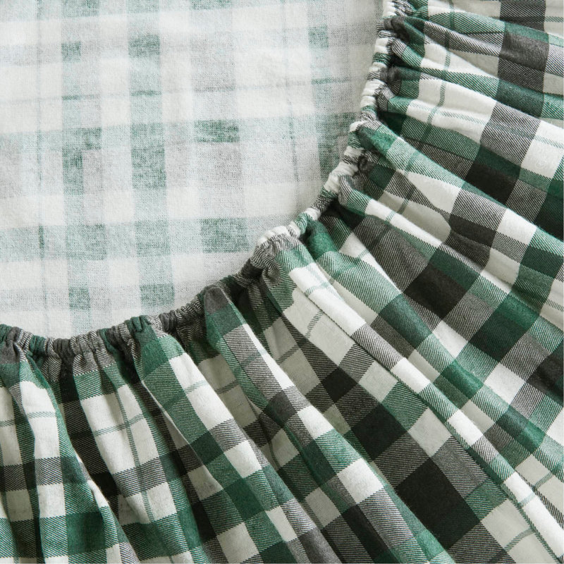 Ensemble de draps 4 pièces 100% coton, Courtepointe pour grand lit + 3 pièces supplémen, Green Multi Checkered