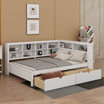 Full Size Daybed With Drawers, Shelf And USB