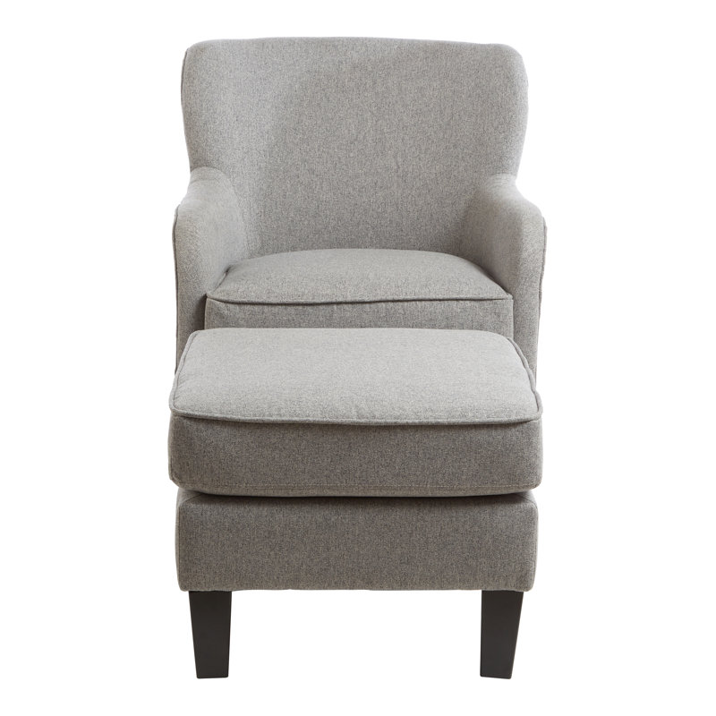 Lunceford Upholstered Armchair with Footstool, Grey