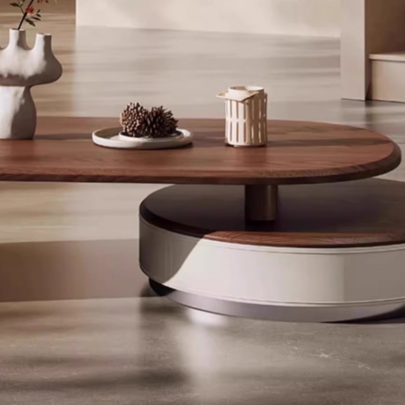 Retractable design retro coffee table, 13.77" H x 55.11" L x 27.55" W