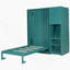 Lit escamotable mural simple avec bibliothèque, armoire supérieure, bureau extensible et rangement latéral, bleu sarcelle-1466382375