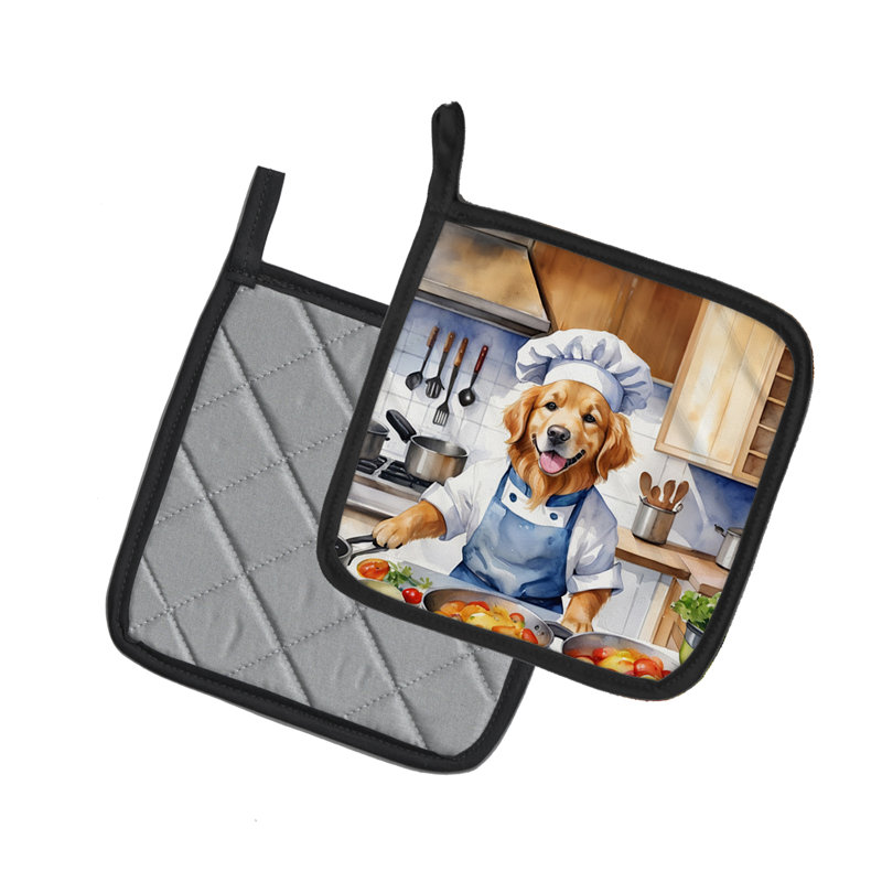 Caroline's Treasures The Dog Chef Polyester Potholder Set