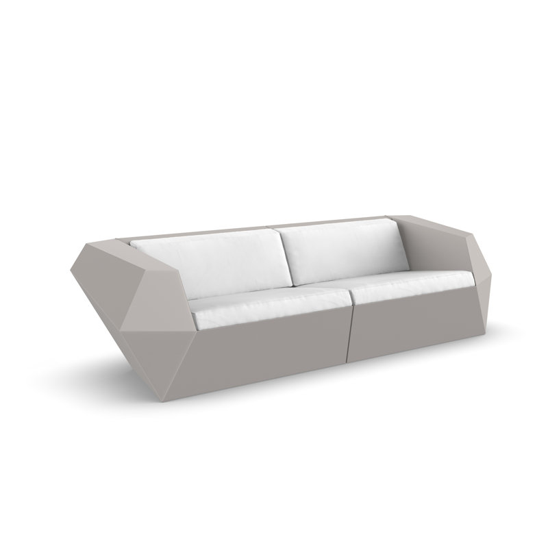 Faz 95.25" Wide Outdoor Patio Sofa with Cushions, Nautical Taupe, Ecru