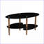 Table basse noire ovale en verre pour le salon, facile à nettoyer et amp; Durable, capacité de 220 lb