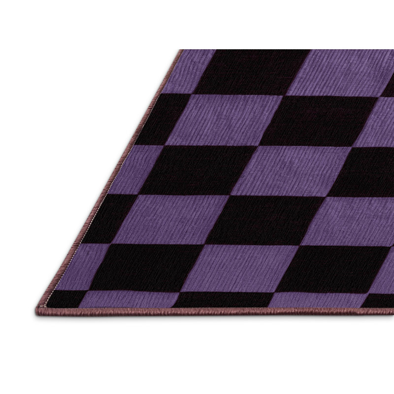 Machine Washable Checkered Red Area Rug, Square 5'