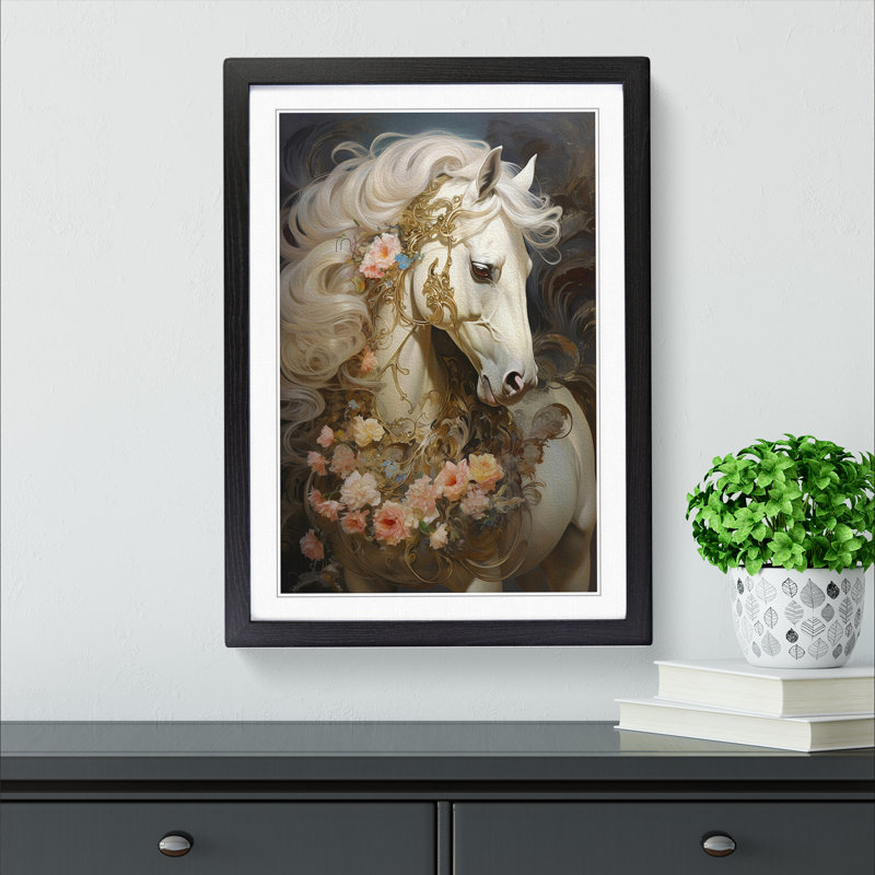 Horse Rococo - Framed Print, 46cm H x 34cm W x 2cm D, Black Framed