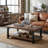Pomona 48" Rustic Industrial Coffee Table with Storage Shelf, Natural