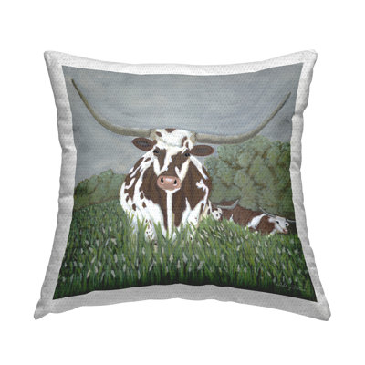 Spotted Longhorn in Nature Outdoor Printed Pillow by Ashley Justice