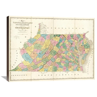 " Map Of Virginia, Maryland And Delaware, 1839 " by David H. Burr