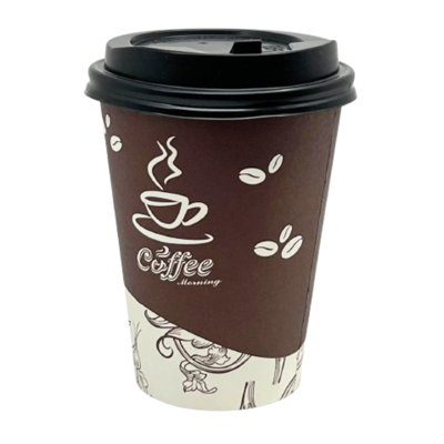 Poly-Paper Hot/Cold Cups with Black Plastic Dome Lids