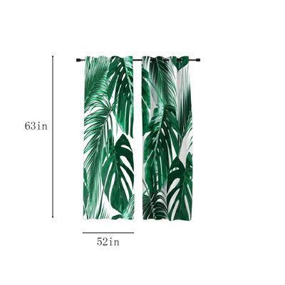 Rideau occultant 2 feuilles, rideau occultant avec feuilles de palmier tropical
