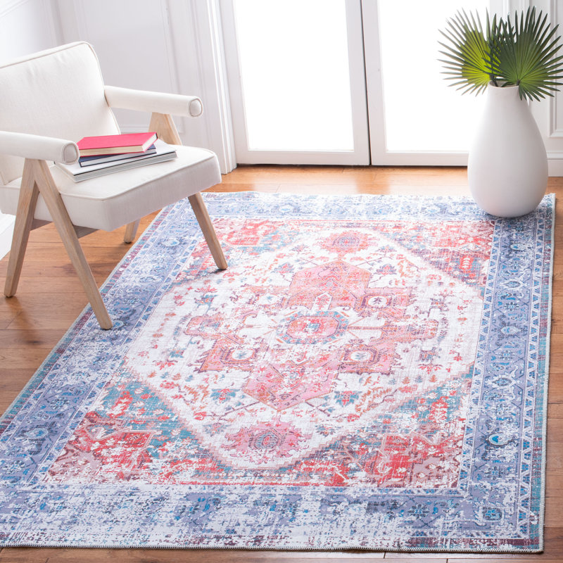 Tapis oriental rouge / bleu Hallel, Rectangle 9 pi x 12 pi