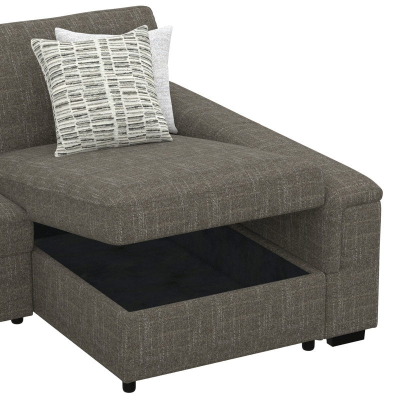 4-piece Sectional With Pop Up Lounger And Shelfs
