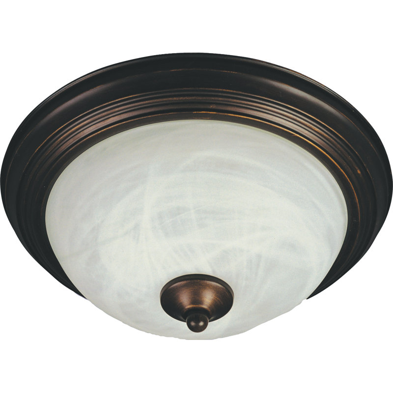 Plafonnier encastré simple Sprague, Marbre / Bronze huilé, H 6 po x l 15,5 po