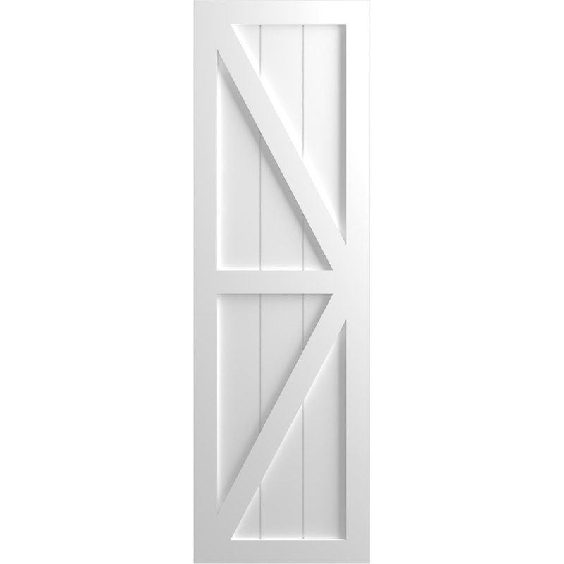 True Fit PVC deux panneaux de ferme à fixation fixe avec barre en Z, 18", Blanc, 48"