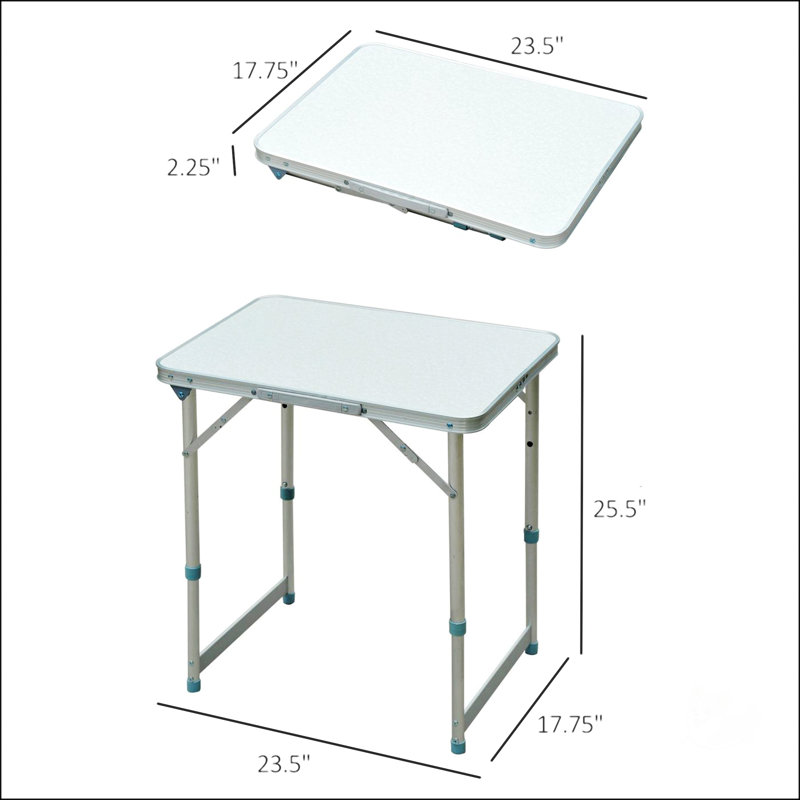 Table de camping pliante Outsunny avec hauteur réglable, conception légère et portable pour une utilisation intérieure et extérieure