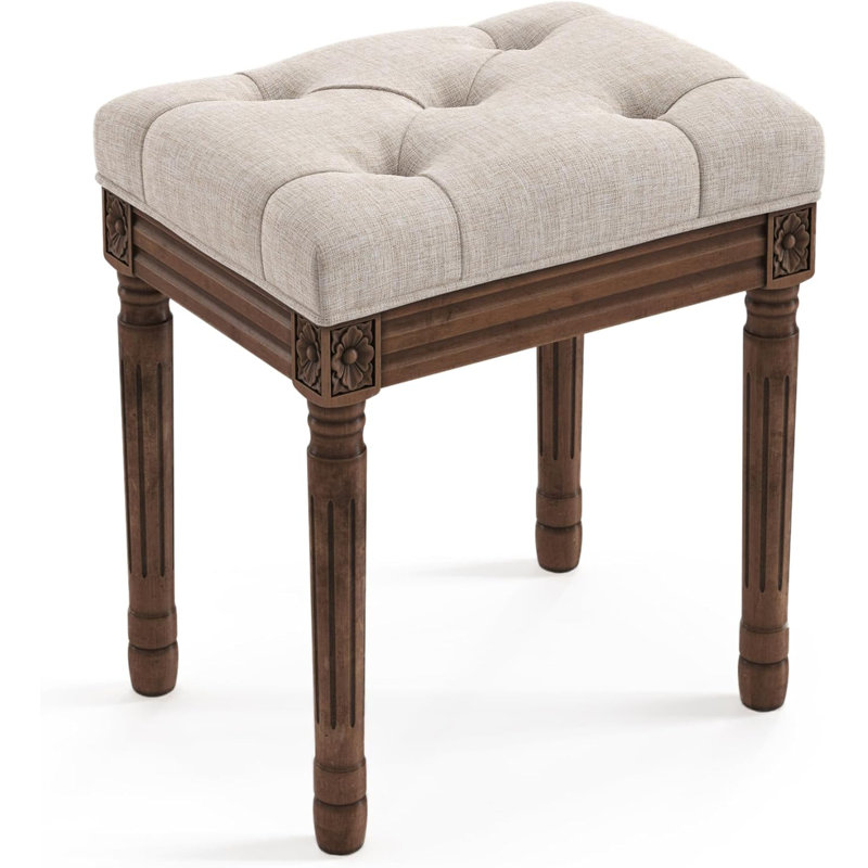 Tabourets de coiffeuse rembourrés en tissu, Brun