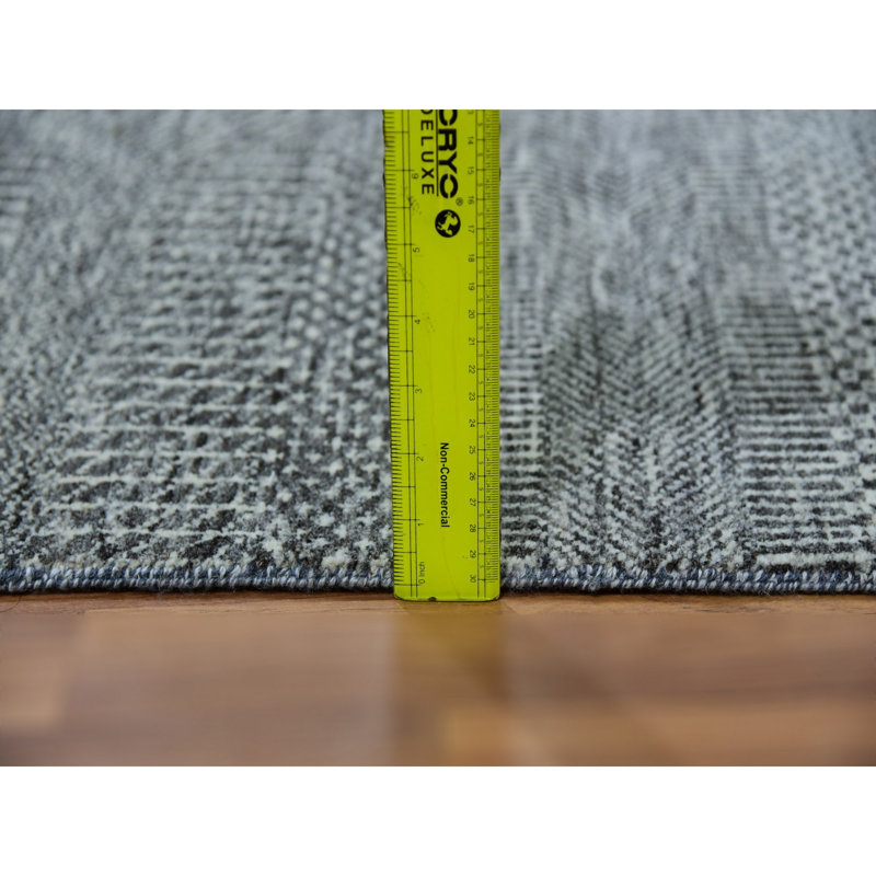 Tapis de couloir gris en laine nouée à la main 2 pi 7 po x 18 pi 5 po A06AFA9BFFD2483FB94B9CFF61280049