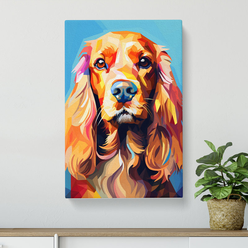 Cocker Spaniel Geometric No.3 - Wrapped Canvas, 60cm H x 40cm W x 3cm D
