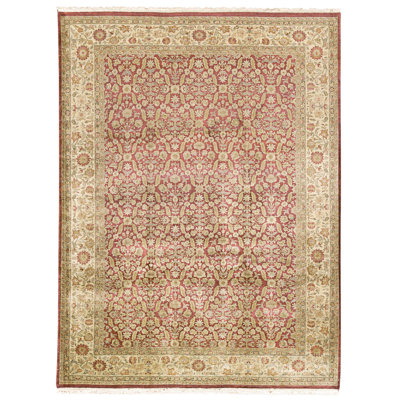 Tapis rouge et or noué à la main de haute qualité