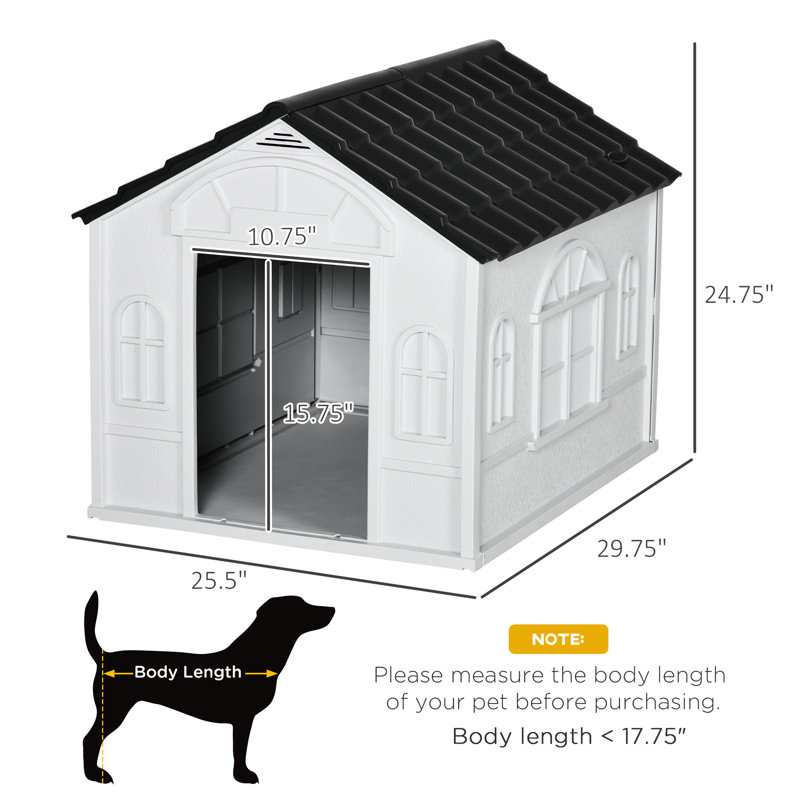 Abri aquatique - pour chiens de taille moyenne, jolie maison pour animaux en plastique avec fenêtre, pour et petites canines, ventilation