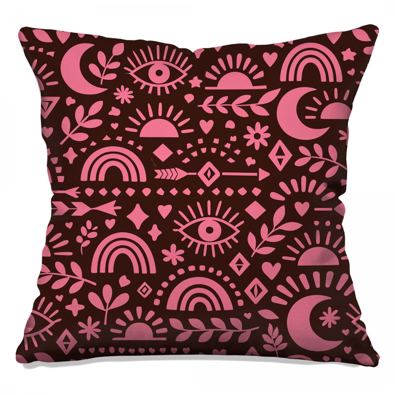 Coussins décoratifs roses à motif bohémien, 26 x 26 inches