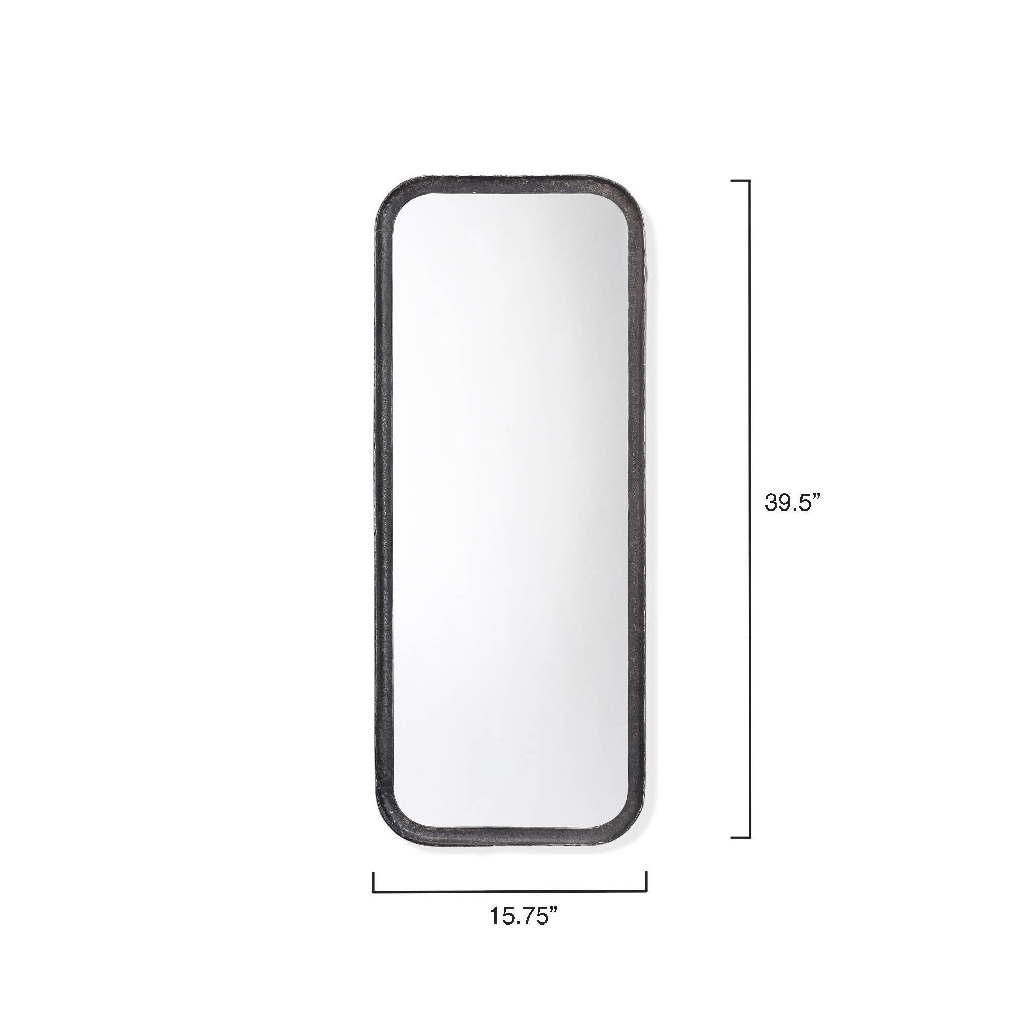 Iron Rectangle Mirror, Distressed Black, 35.5" x 15.75"
