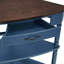 Table basse d'angle compacte à 3 niveaux avec pieds en bois massif, bleu marine / espresso pour les petits espaces