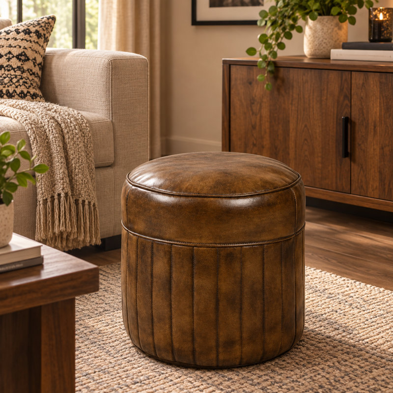 Leather Accent Stool
