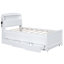 Lit plateforme simple avec tête de lit avec rangement à DEL, lit gigogne escamotable et 3 tiroirs de rangement, lit à structure en bois robuste sans sommier-1022951926