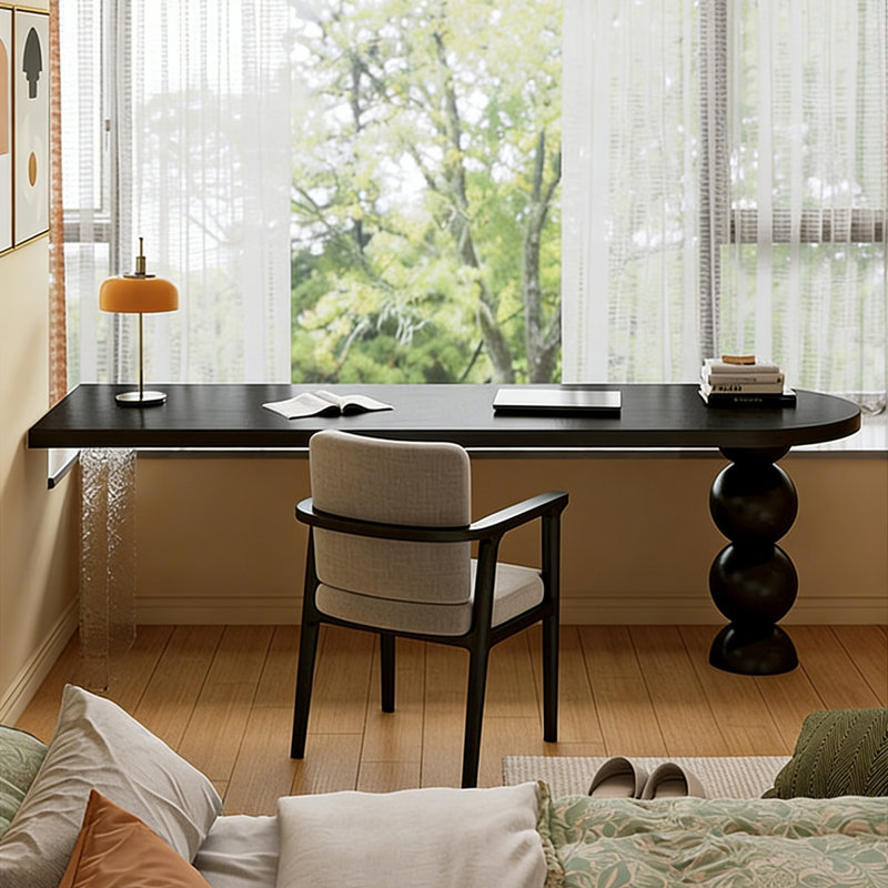 Bois massif noir demi-cercle, 29.53"H×62.99"L×23.62"W