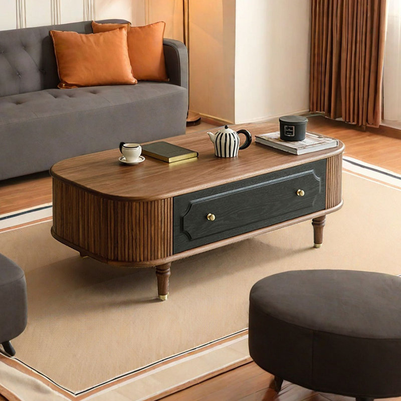 Table basse noire en noyer, H 15,74 po x L 39,37 po x l 23,62 po