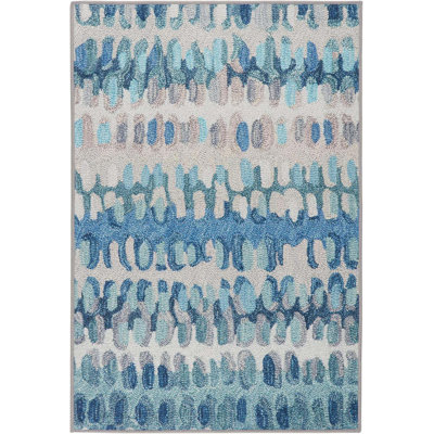 Paint Chip Machine Washable Area Rug - 2' X 3' Blue - Geometric Accent Rug - Anti-Slip Backing, Lightweight, Machine Washable, High Traffic Areas Kitchen, Laundry Room