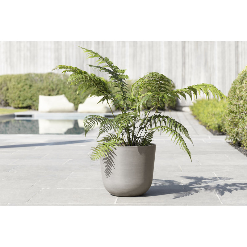 Ecopots Oslo Indoor/Outdoor Modern Recycled Plastic Flower Pot Planter, 12" H x 14" W x 14" D, Taupe