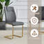 Ensemble de table de salle à manger moderne avec plateau en panneau de fibres à densité moyenne texturé blanc et bordure dorée, base en forme de U, chaises en similicuir incluses-1256260521-1256260567