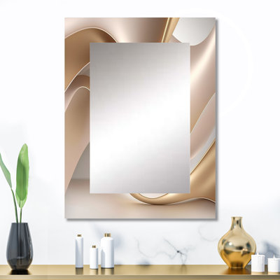 Luscious liquide or en rose discret et taupe VII - grand miroir à encre liquide, décor de miroir mural unique et moderne, impression d'art en métal