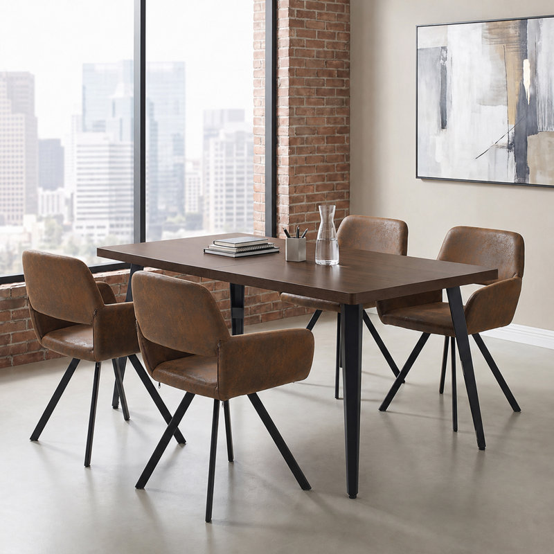 Ensemble de chaises d'extérieur 5 pièces Stan, table élégante avec 4 chaises rembourrées pour un patio confortable et invitant