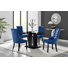 Edzard Modern Double Pedestal High Gloss Dining Table Set with 4 Luxury Velvet Dining Chairs
