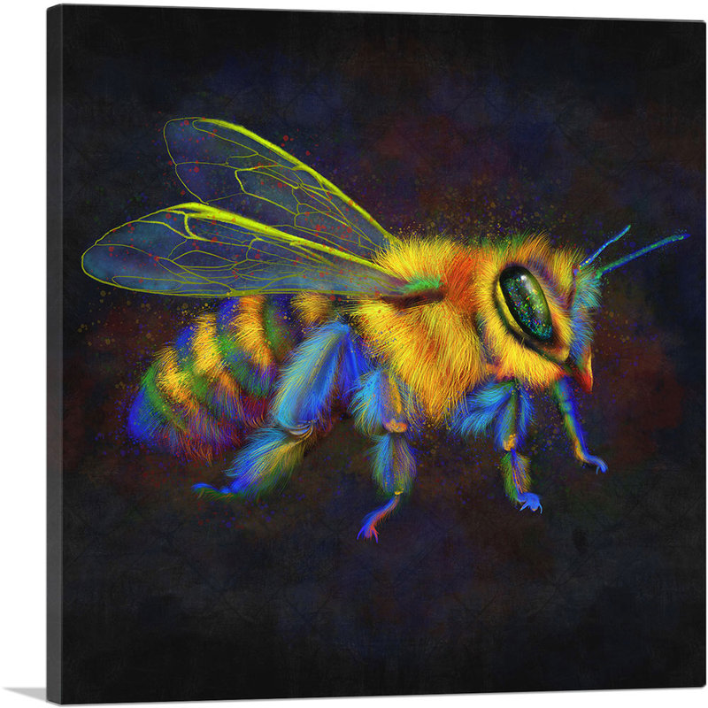 «Honey Bumble Bee Insect», impression sur toile tendue, H 12 po x l 12 po x P 0,75 po