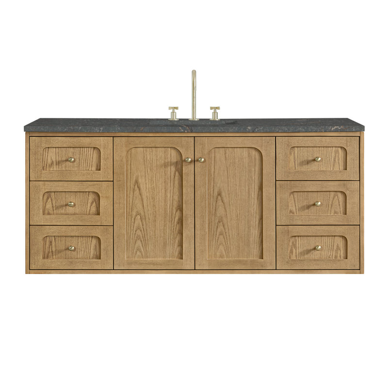 Laurent 60'' W Single Vanity, 8" Centers, Light Natural Oak, Parisien Bleu
