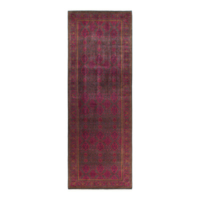 Tapis rouge traditionnel noué à la main de conception unique 6 pi 3 po x 18 pi 4 po Keenan