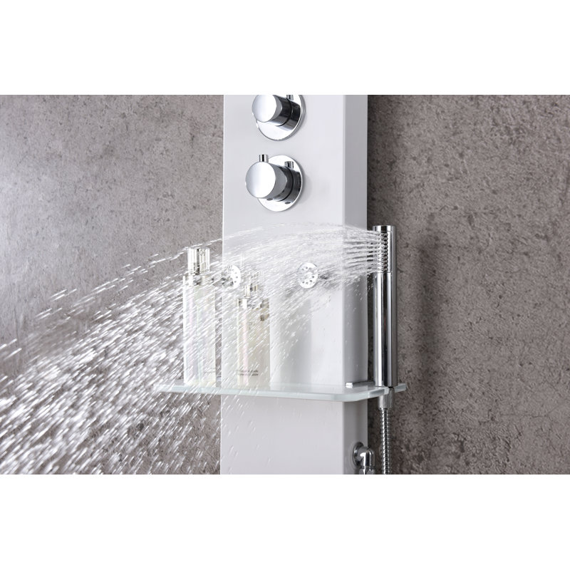 Donna 60'' White Aluminum Shower Panel with Adjustable Head