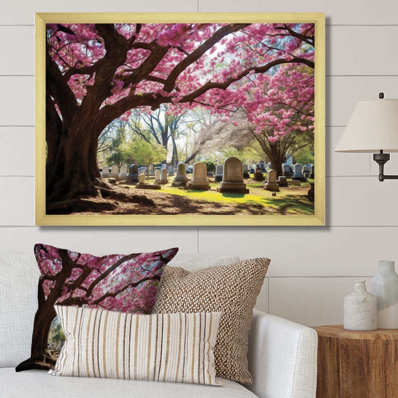 Georgia's Cherry Cimery, reproduction d'art sur toile encadrée, H 24 po x l 32 po x P 1 po, Encadrement doré