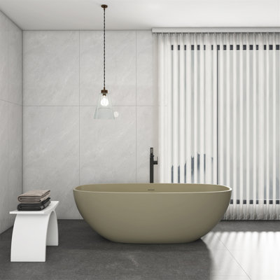 Baignoire de trempage autoportante à surface solide de 66,9 pouces pour salle de bain