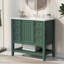 Meuble-lavabo 36 po avec lavabo, une armoire et trois tiroirs, bois massif et panneau de fibres à densité moyenne-134685428