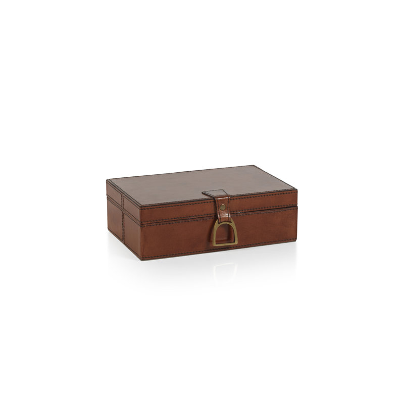 Boîte décorative en cuir Harjivan, H 3,25 po x l 9,5 po x P 6,25 po