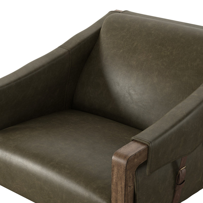 Karin 27" Wide Armchair, Dulane Moss Genuine Leather, Brown